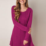 Long Sleeve Loose Knitted Causal Short Sweater Dress