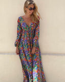 Printed 3/4 Sleeve Maxi Dress