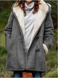 casual button cardigan warm long hooded coat