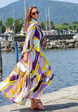 Printed Purple&Yellow Maxi Dress