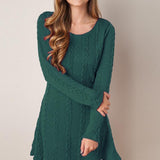 Long Sleeve Loose Knitted Causal Short Sweater Dress