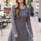 Long Sleeve Loose Knitted Causal Short Sweater Dress